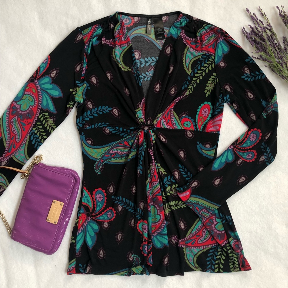 3 for 12$ Bisou Bisou Black Paisley Print Blouse